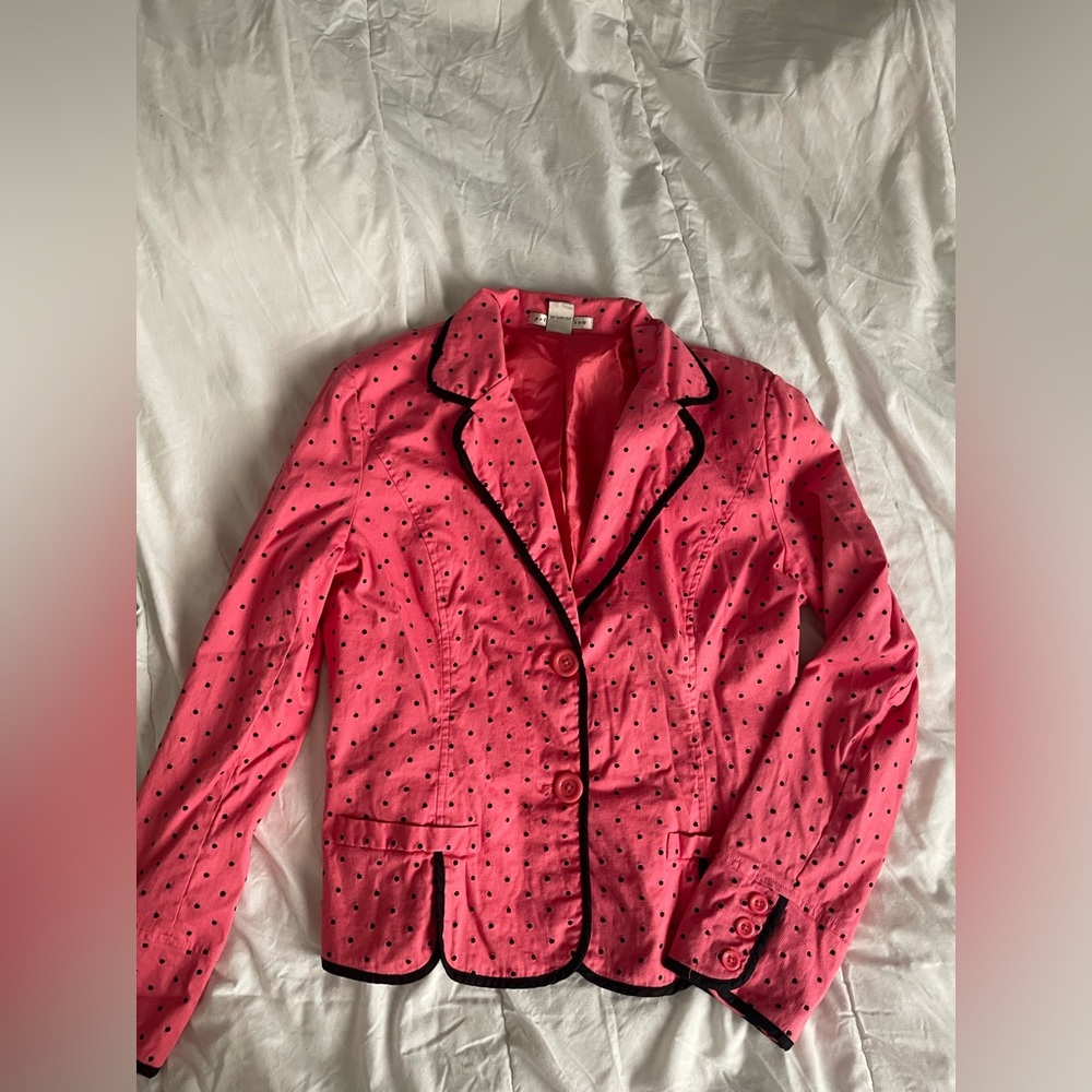 💚clearance 💚 Vintage Peter Martin pink and black polkadot blazer